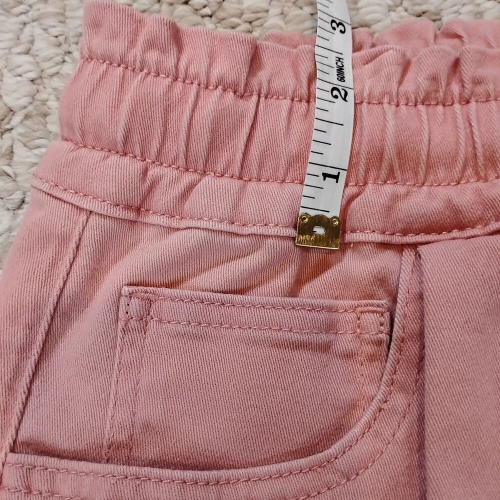 Paperbag Short Women L Rose Stretch Relax Fit NEW Pockets Pull on Ruffle Waist - Picture 8 of 9